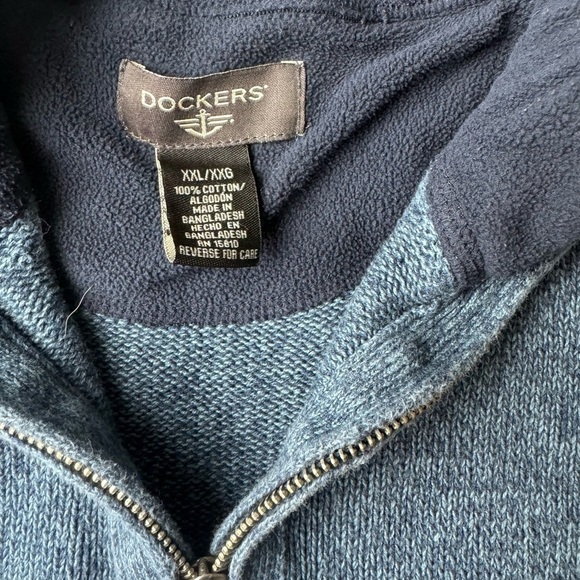 Dockers Quarter Zip Sweater XXL Men’s Cotton Blue Classic Preppy professional - Picture 2 of 14